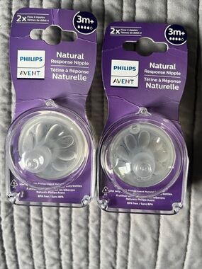 Philips Avent Natural Response Silicone Nipple - Clear (3m+) - Pack of 2